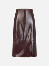The Veda Leather Skirt -- Currant