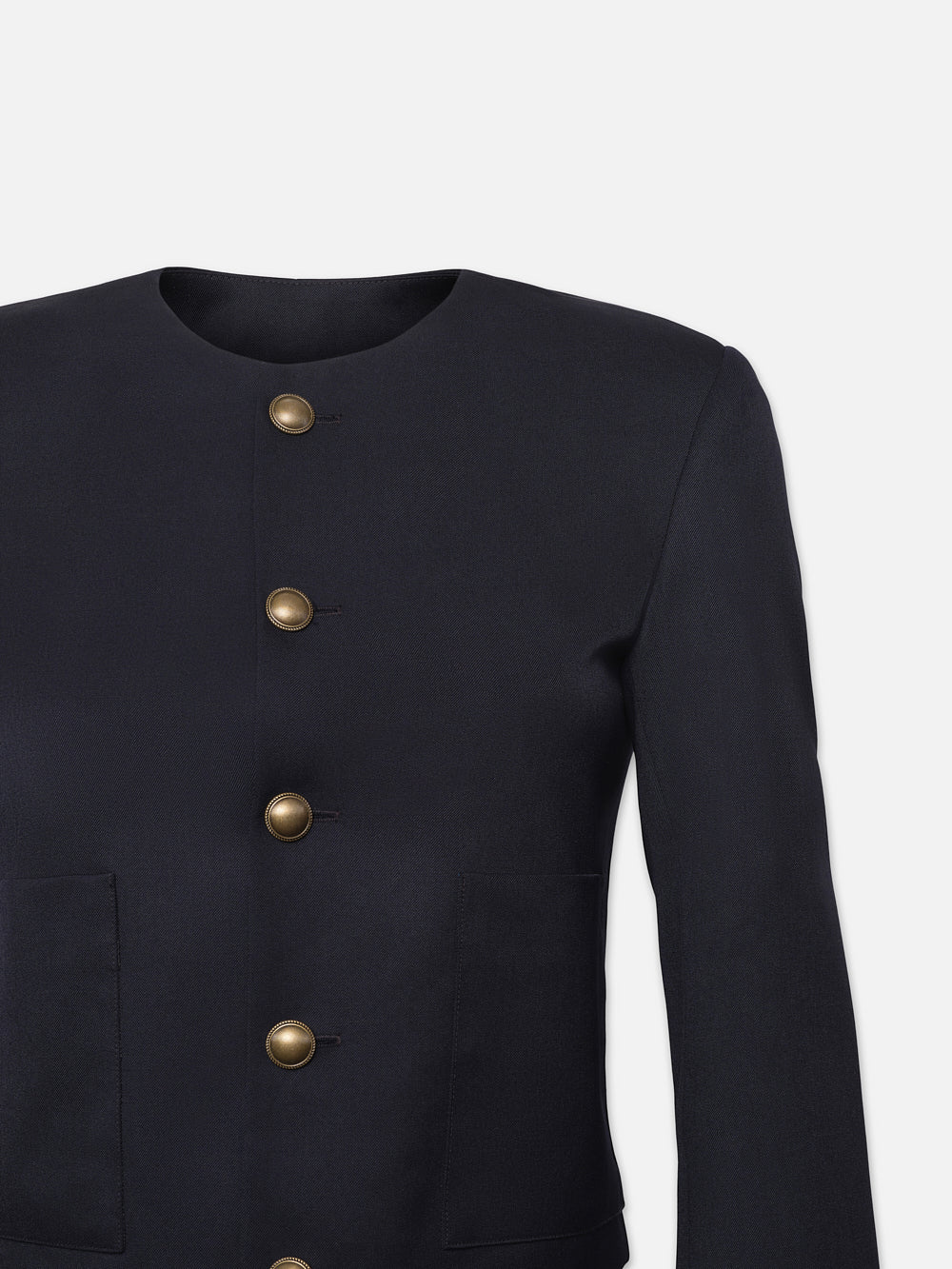 BUTTON FRONT JACKET NAVY FRAME