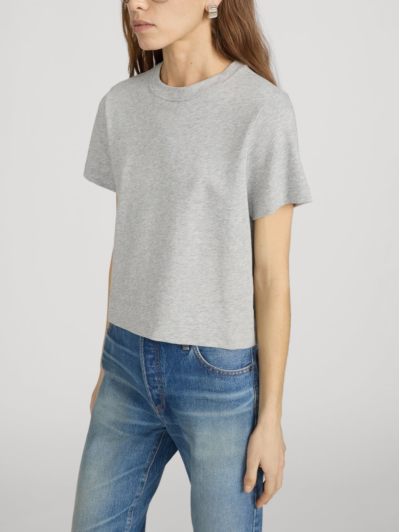 The Heather Boxy Tee -- Heather Grey