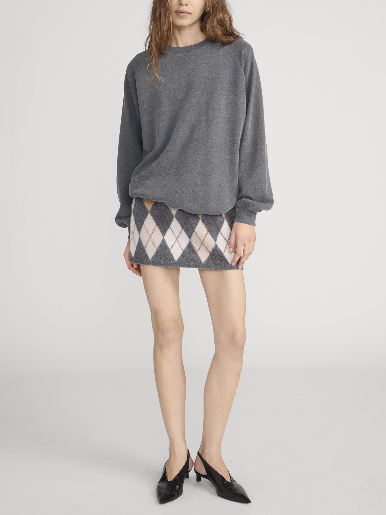 The Brushed Argyle Skirt -- Grey Multi
