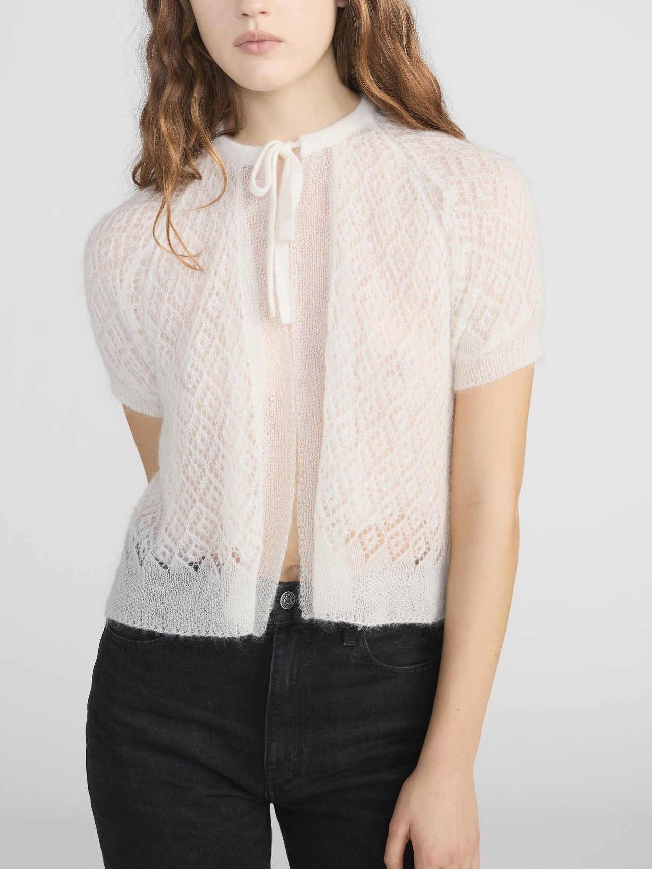 The Delicate Tie Sweater -- Cream