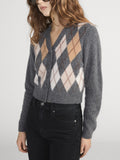 The Brushed Argyle Cardi -- Grey Multi