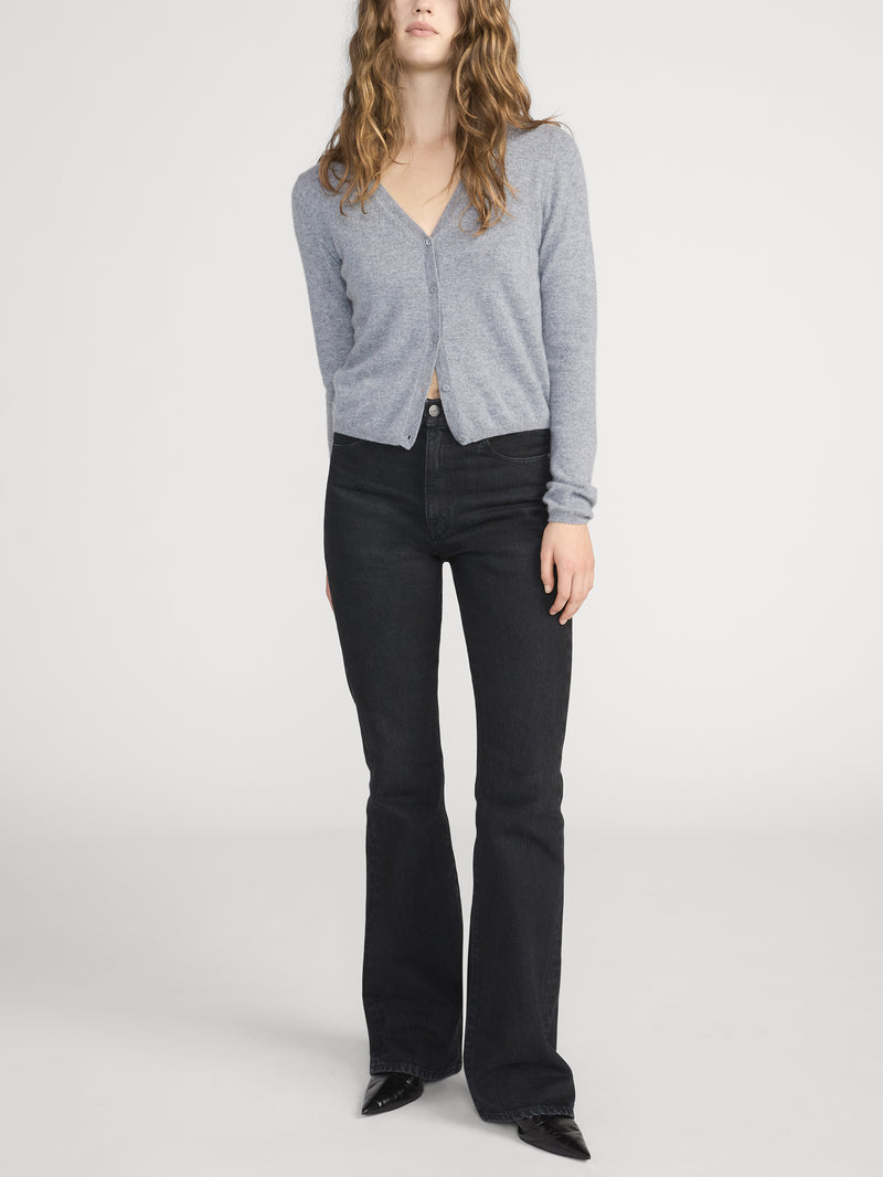 The Cashmere V Cardi -- Heather Grey