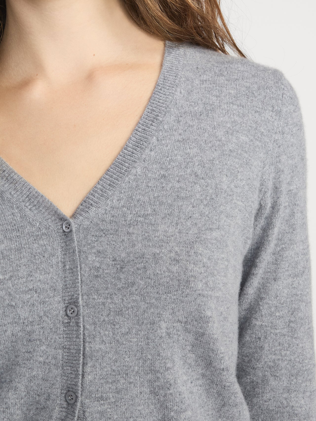 The Cashmere V Cardi -- Heather Grey
