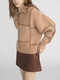 The Leather Stitch Sweater -- Camel