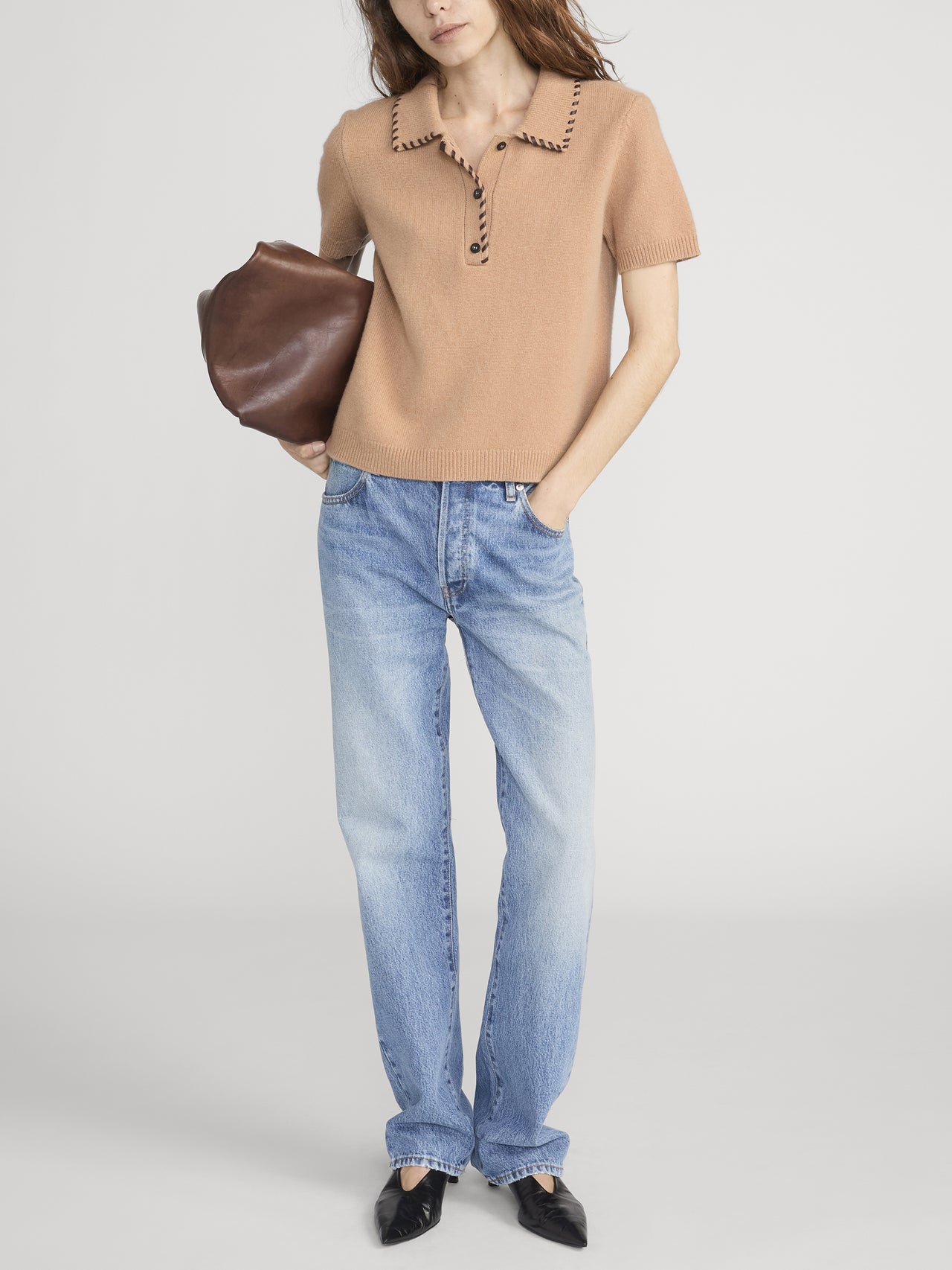 The Leather Stitch Polo -- Camel