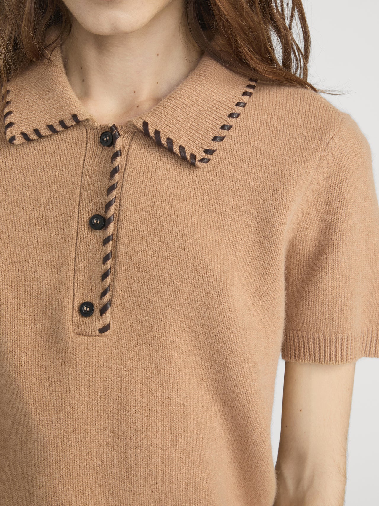 The Leather Stitch Polo -- Camel