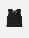 The Crochet Tassel Popover Top -- Black