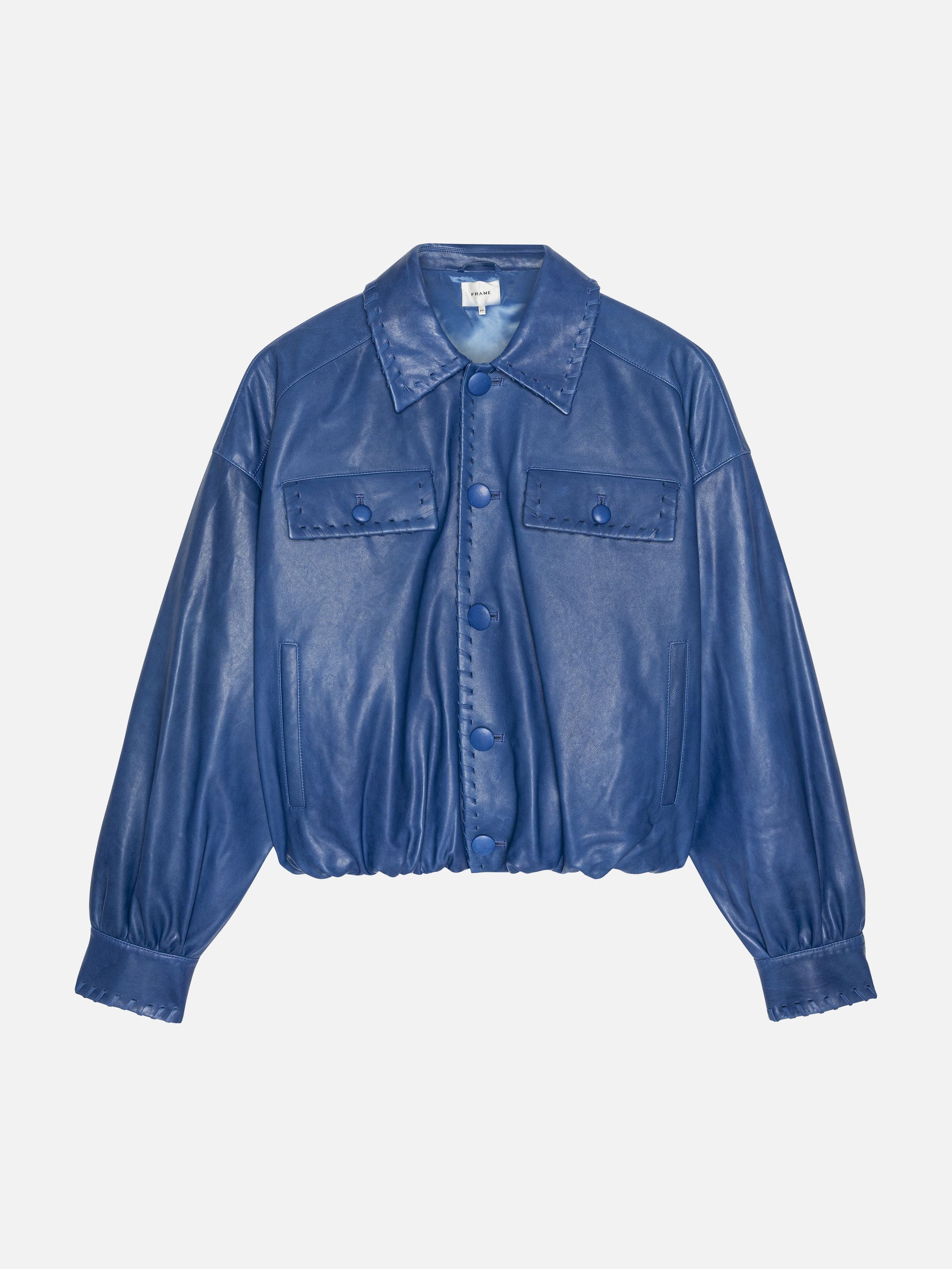 The Leather Bubble Jacket -- Royal Blue