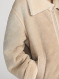 The Aged Shearling Aviator Jacket -- Light Camel