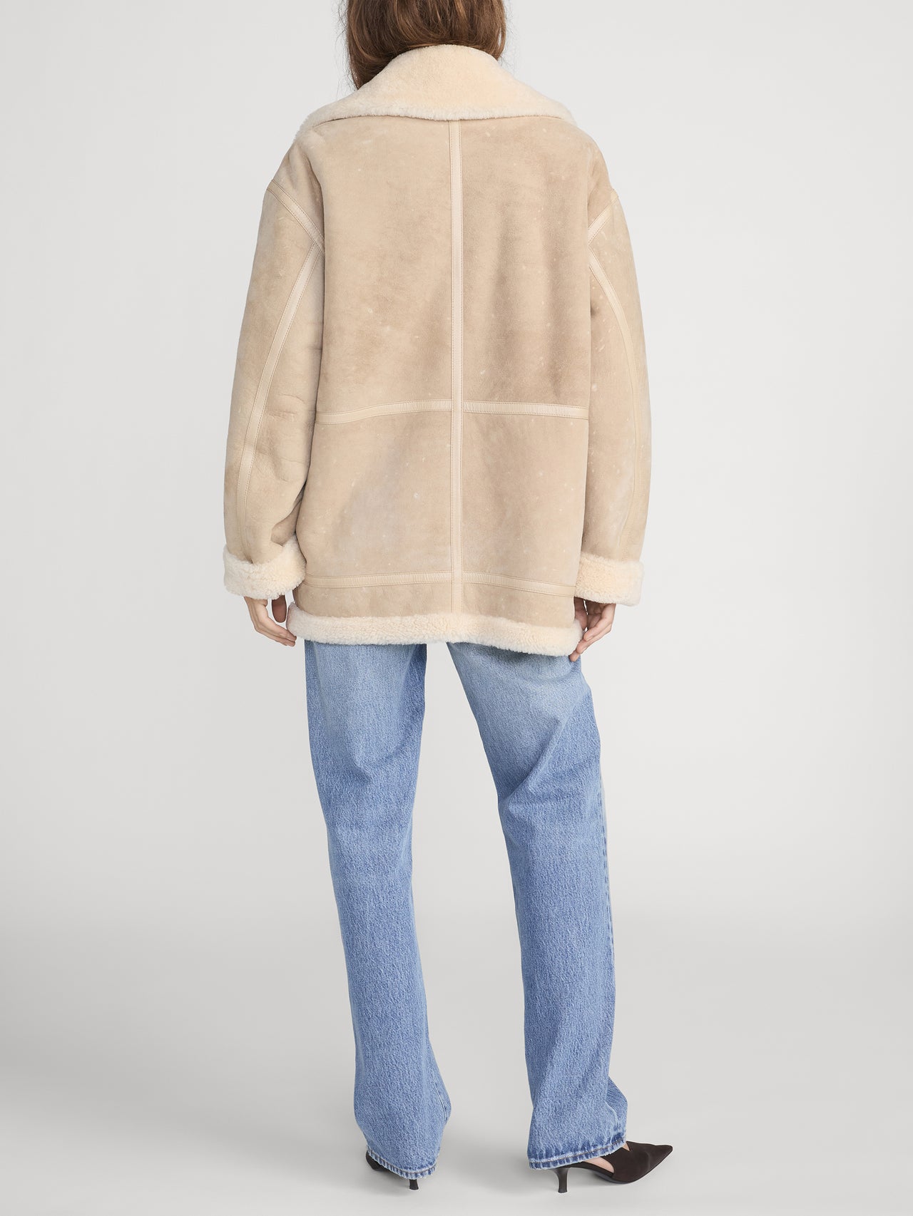 The Aged Shearling Aviator Jacket -- Light Camel