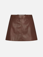 The Leather Mini Skirt -- Dark Brown