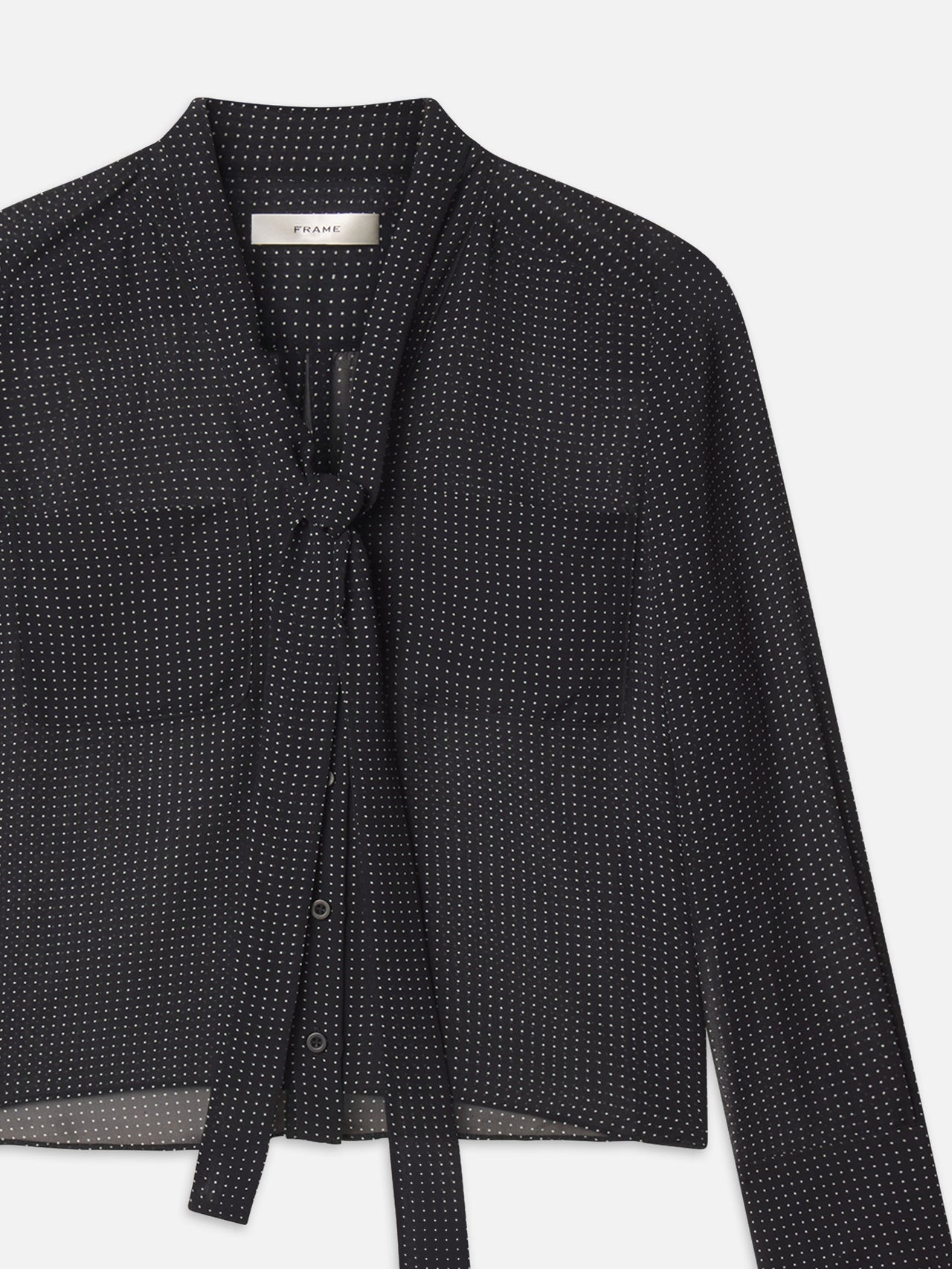 Polka Dot Modern Tie Blouse -- Navy Multi