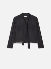 Polka Dot Modern Tie Blouse -- Navy Multi