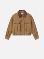 The Leather Collar Bubble Jacket -- Camel