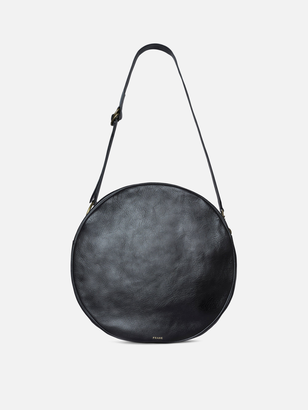 Large round leather outlet bag