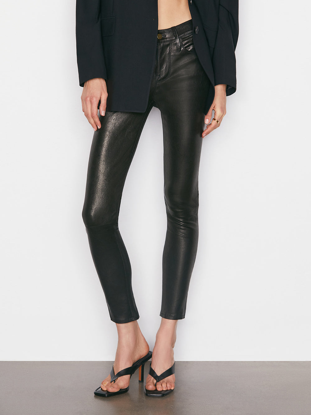 Black 'Le Jane' Leather Pants by FRAME on Sale