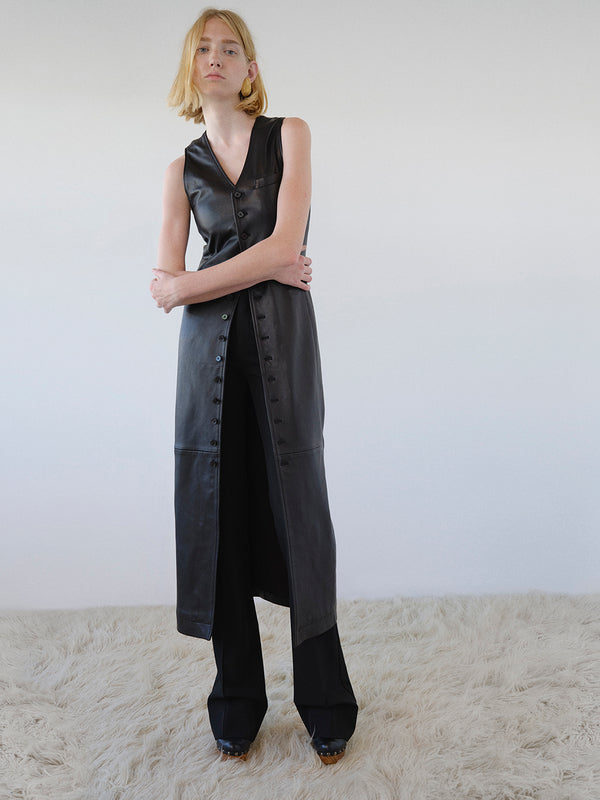 Leather Midi Vest Dress in Black – FRAME