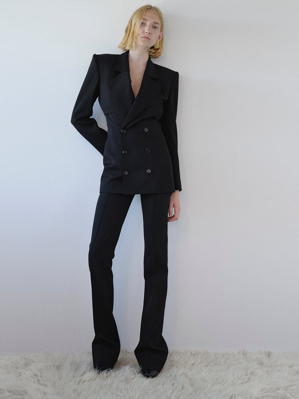 Fitted Storm Flap Blazer in Black – FRAME