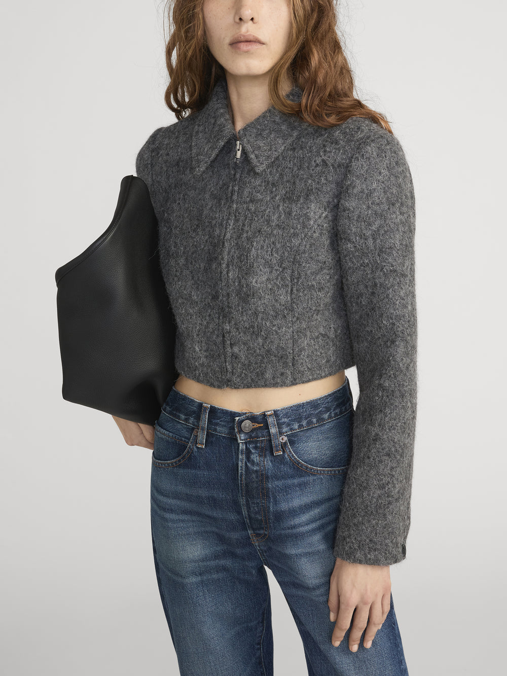 The Wool Cropped Jacket -- Dark Heather Grey