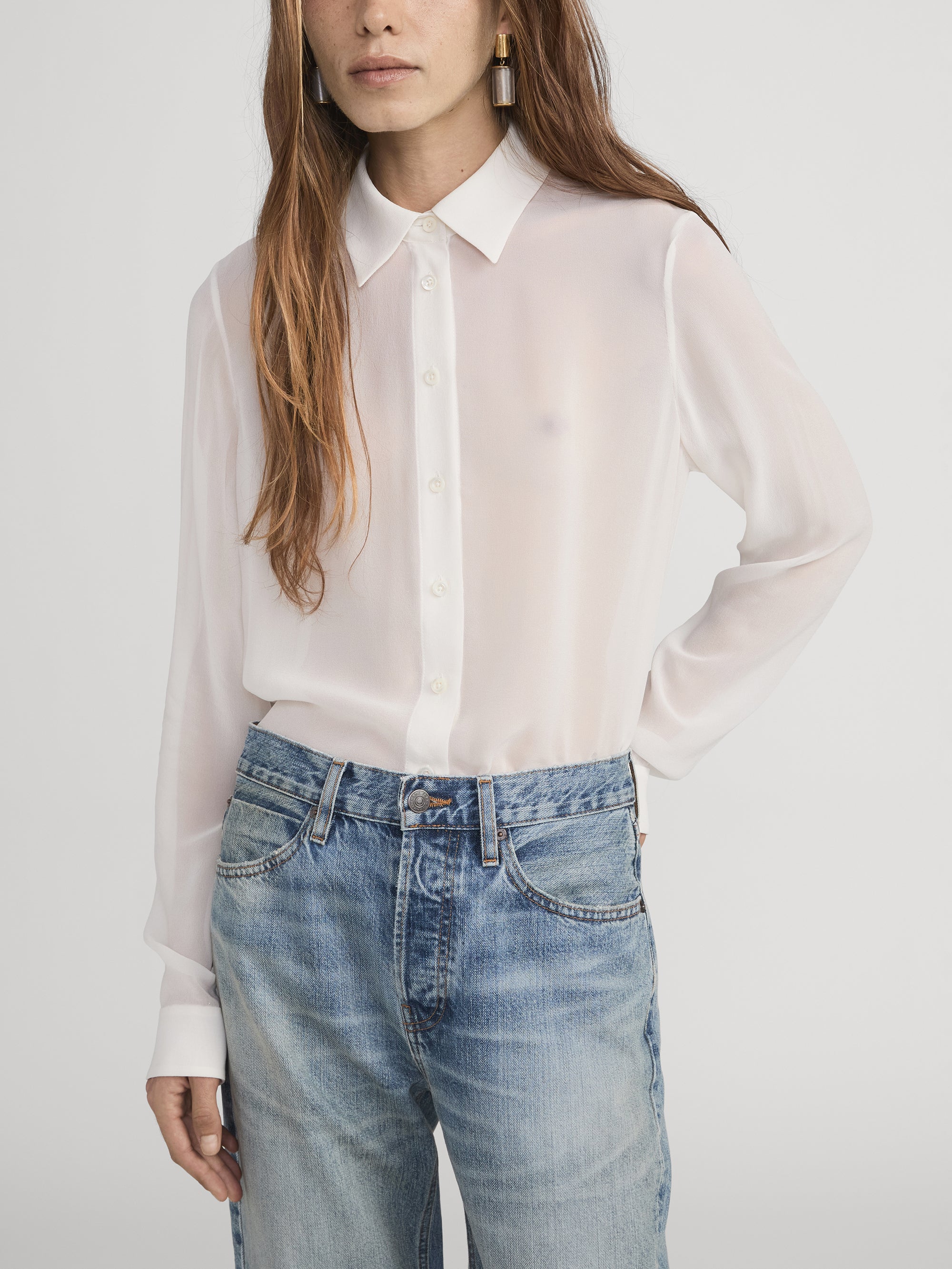 THE SILK CAPE BLOUSE CREAM