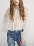 The Sheer Balloon Blouse -- Cream