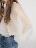 The Sheer Balloon Blouse -- Cream