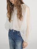The Sheer Balloon Blouse -- Cream