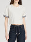 The Stripe Cuff Top -- Cream Multi