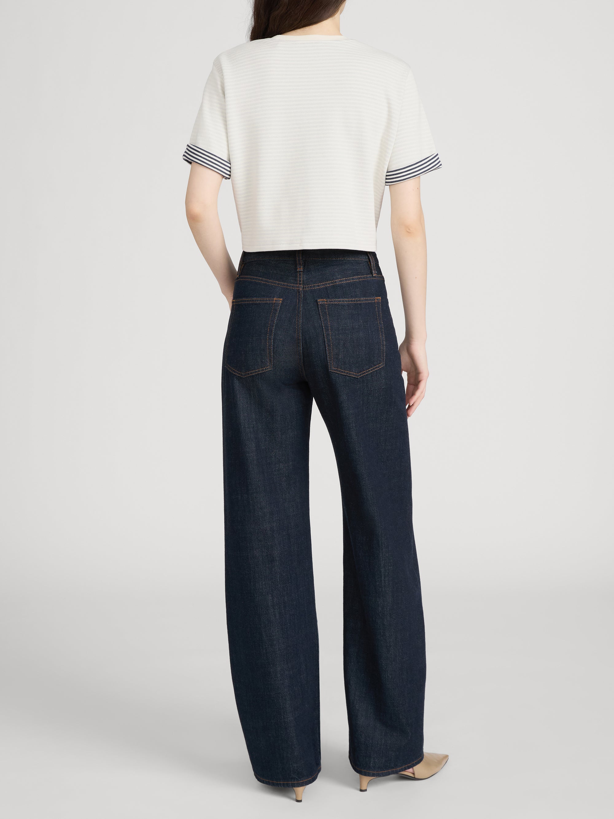 The Stripe Cuff Top -- Cream Multi