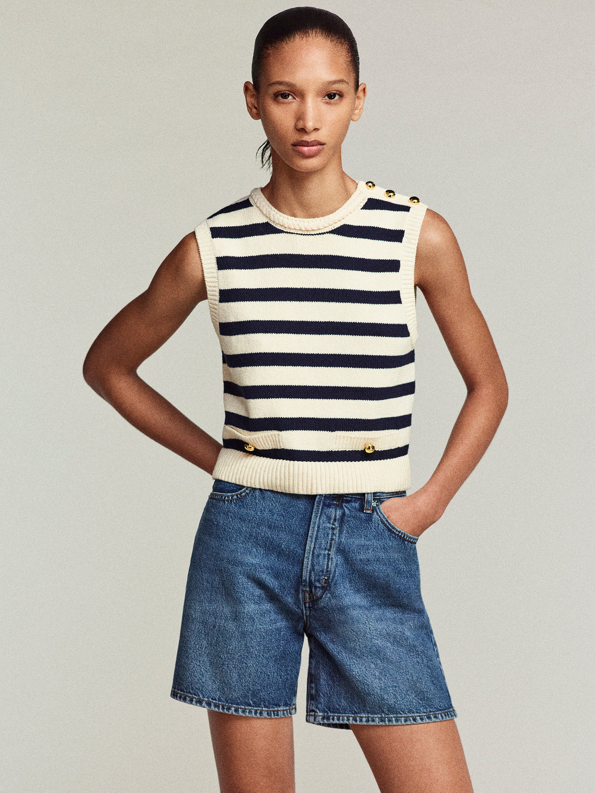 THE HARBOR VEST NAVY MULTI