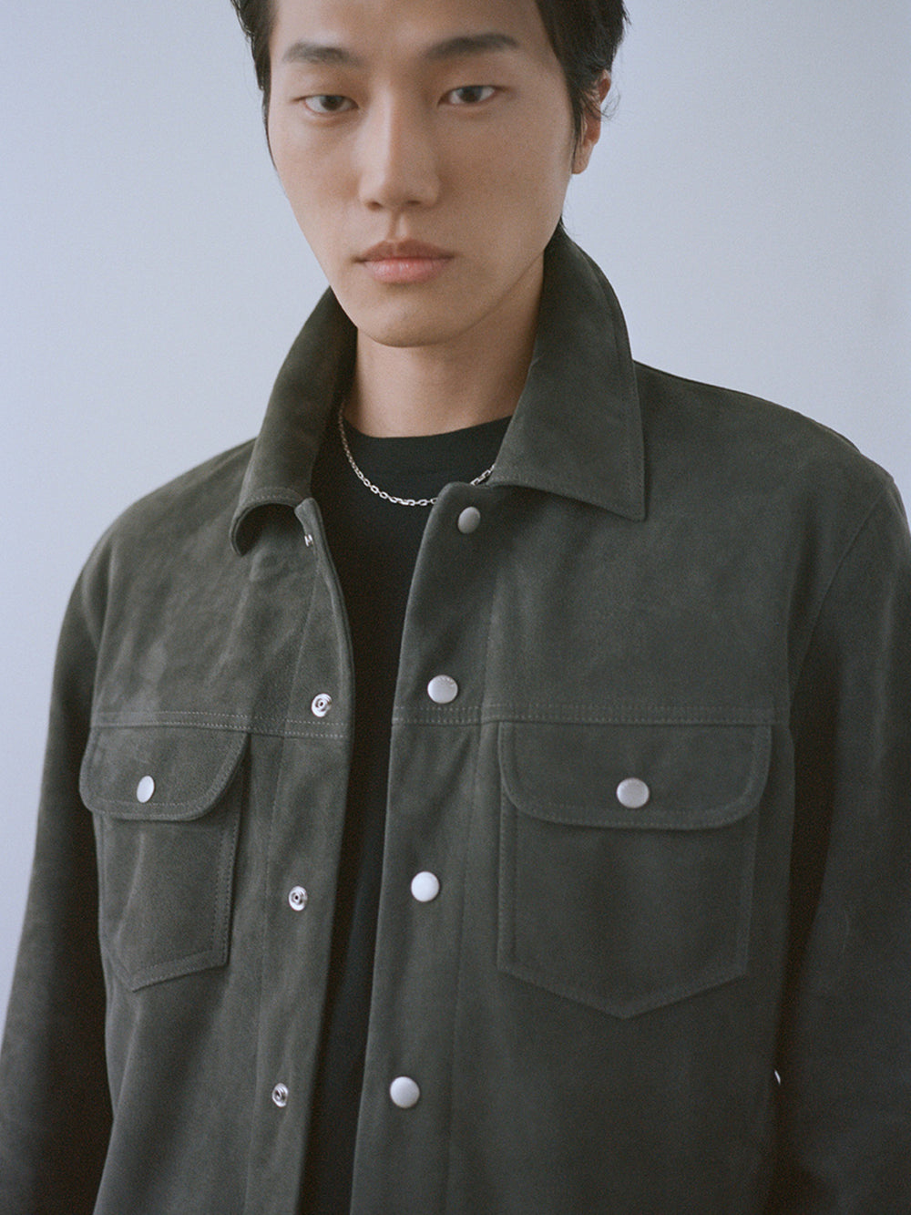 Suede trucker editorial detail 