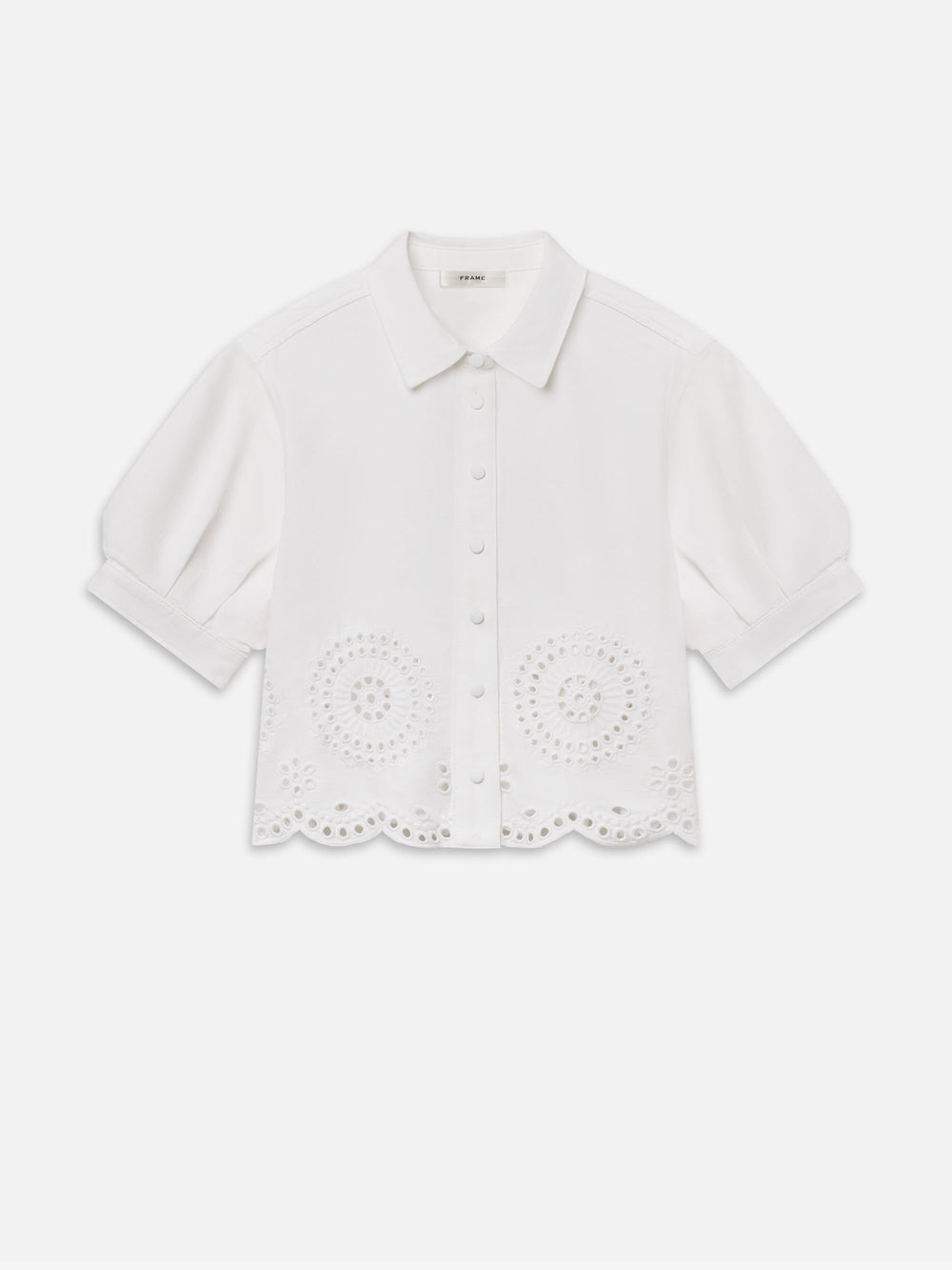 The Eyelet Billow Sleeve Shirt -- White