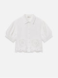 The Eyelet Billow Sleeve Shirt -- White