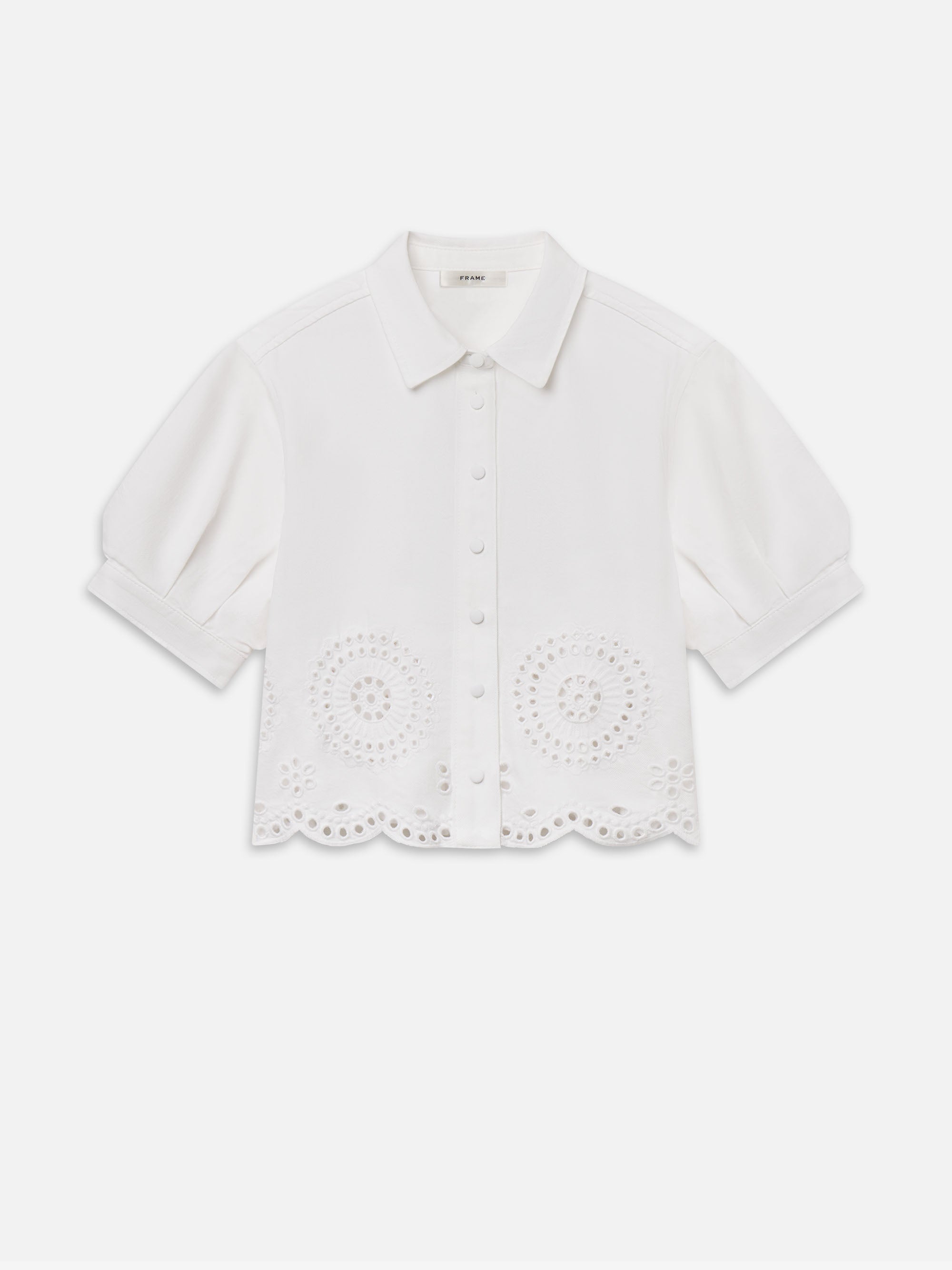 The Eyelet Billow Sleeve Shirt -- White