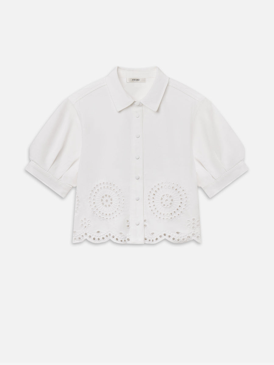 The Eyelet Billow Sleeve Shirt -- White