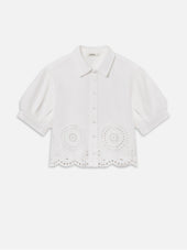 The Eyelet Billow Sleeve Shirt -- White