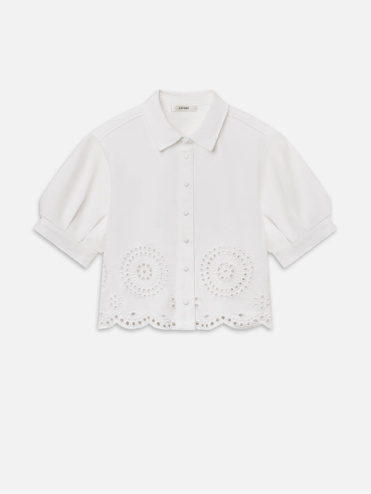 The Eyelet Billow Sleeve Shirt -- White