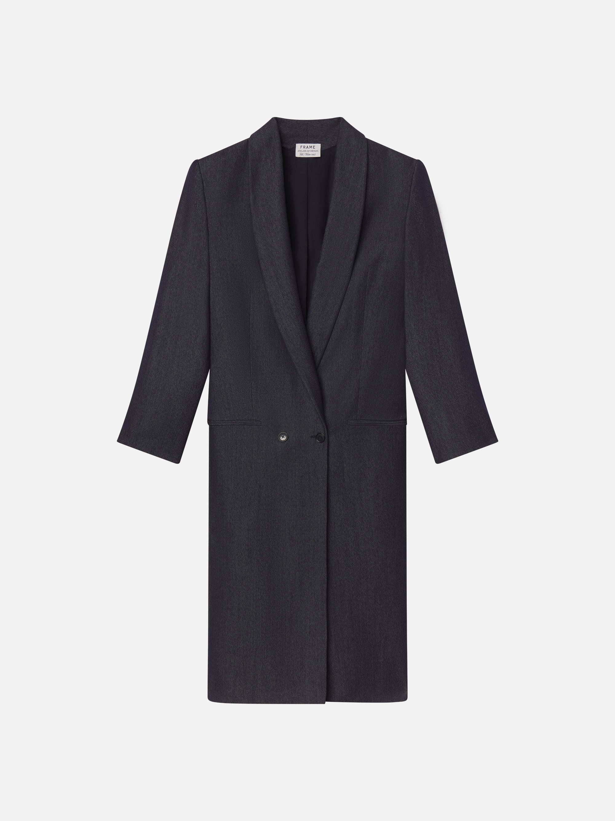 THE ATELIER CLOAKED OVERCOAT DENIM