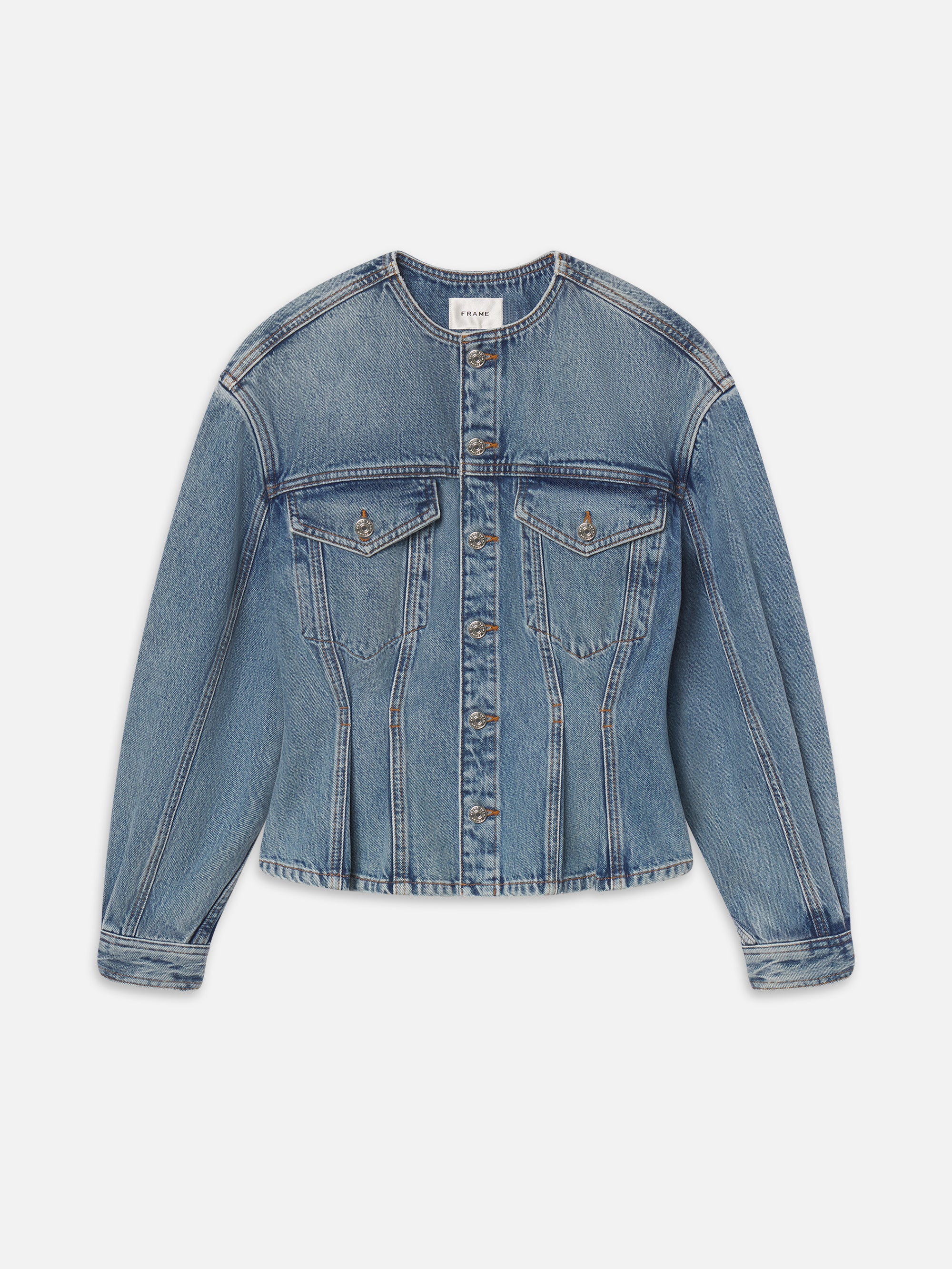 THE NIPPED COLLARLESS JACKET UMBRIA