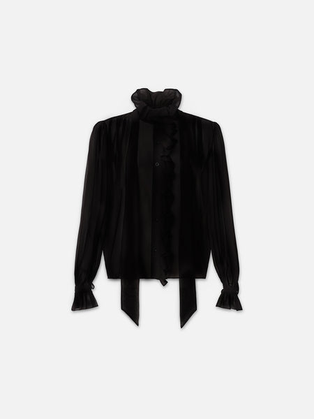 Ruffle Front Button Up Shirt in Noir – FRAME