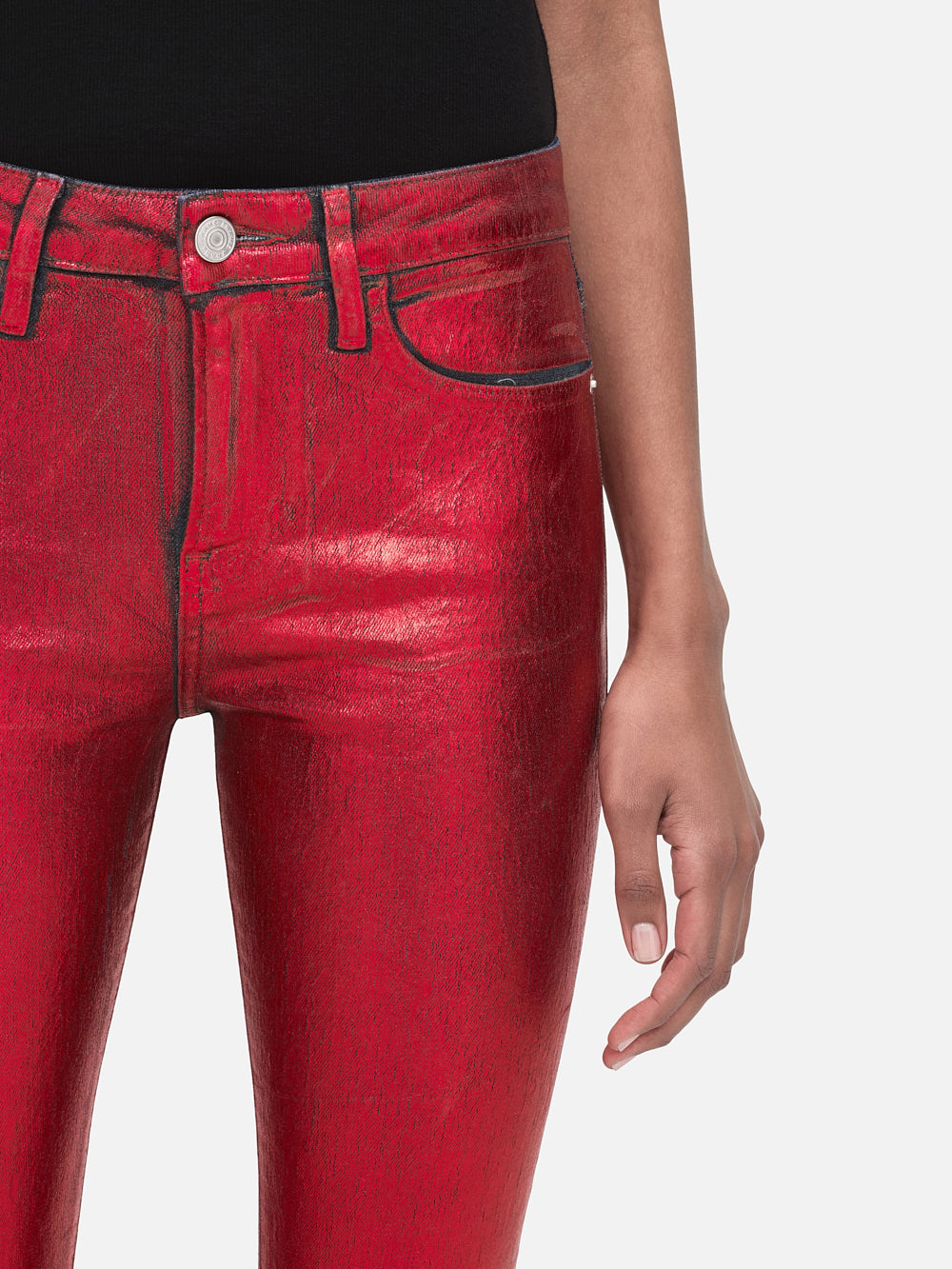 FRAME Le Crop Mini Boot High-rise Jeans in Red