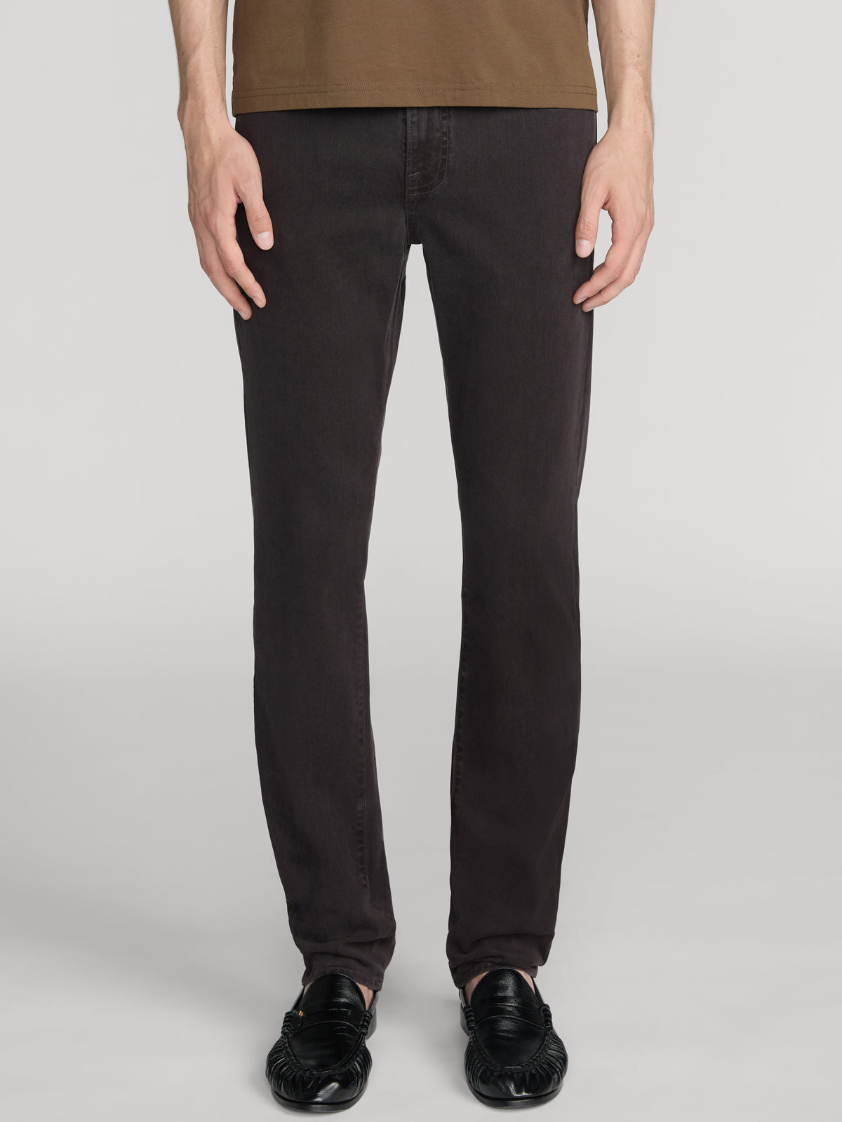 L'Homme Slim Brushed Twill -- Deep Brown