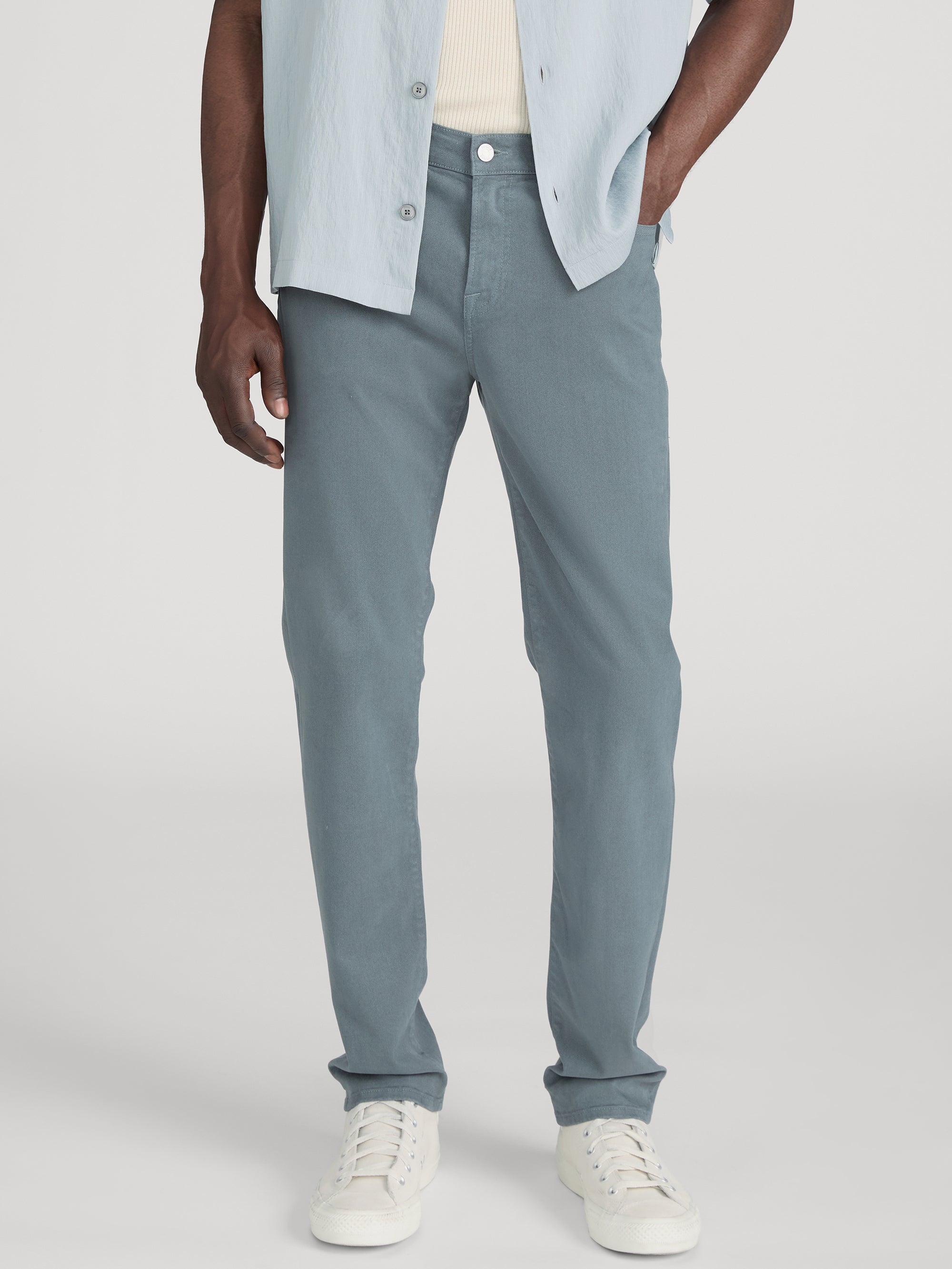 L'Homme Slim Brushed Twill -- Sea Blue