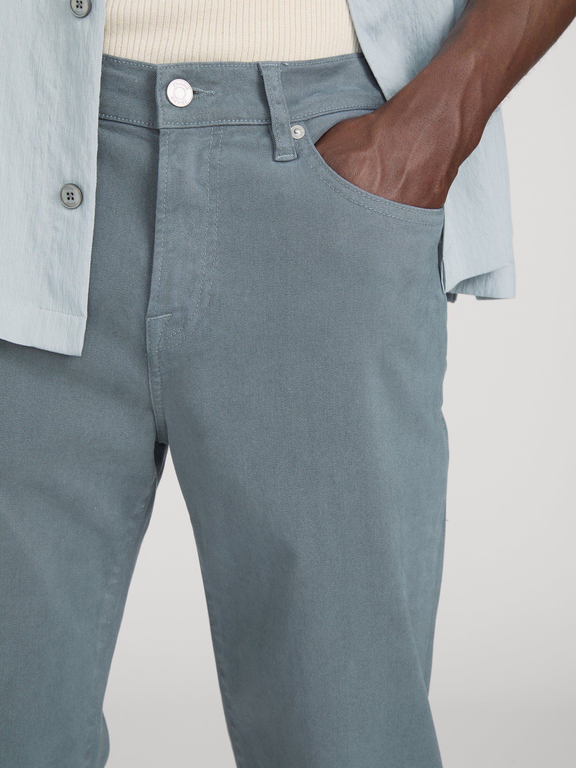 L'Homme Slim Brushed Twill -- Sea Blue
