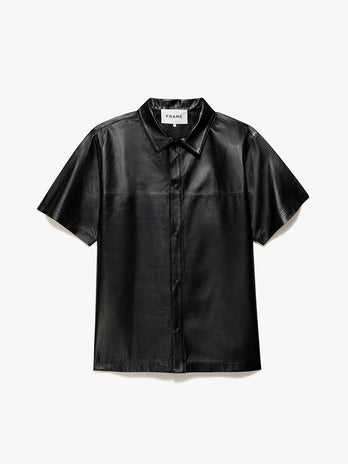 Short Sleeve Leather Shirt -- Noir