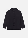wool blend relaxed shirt -- dark navy front packshot image
