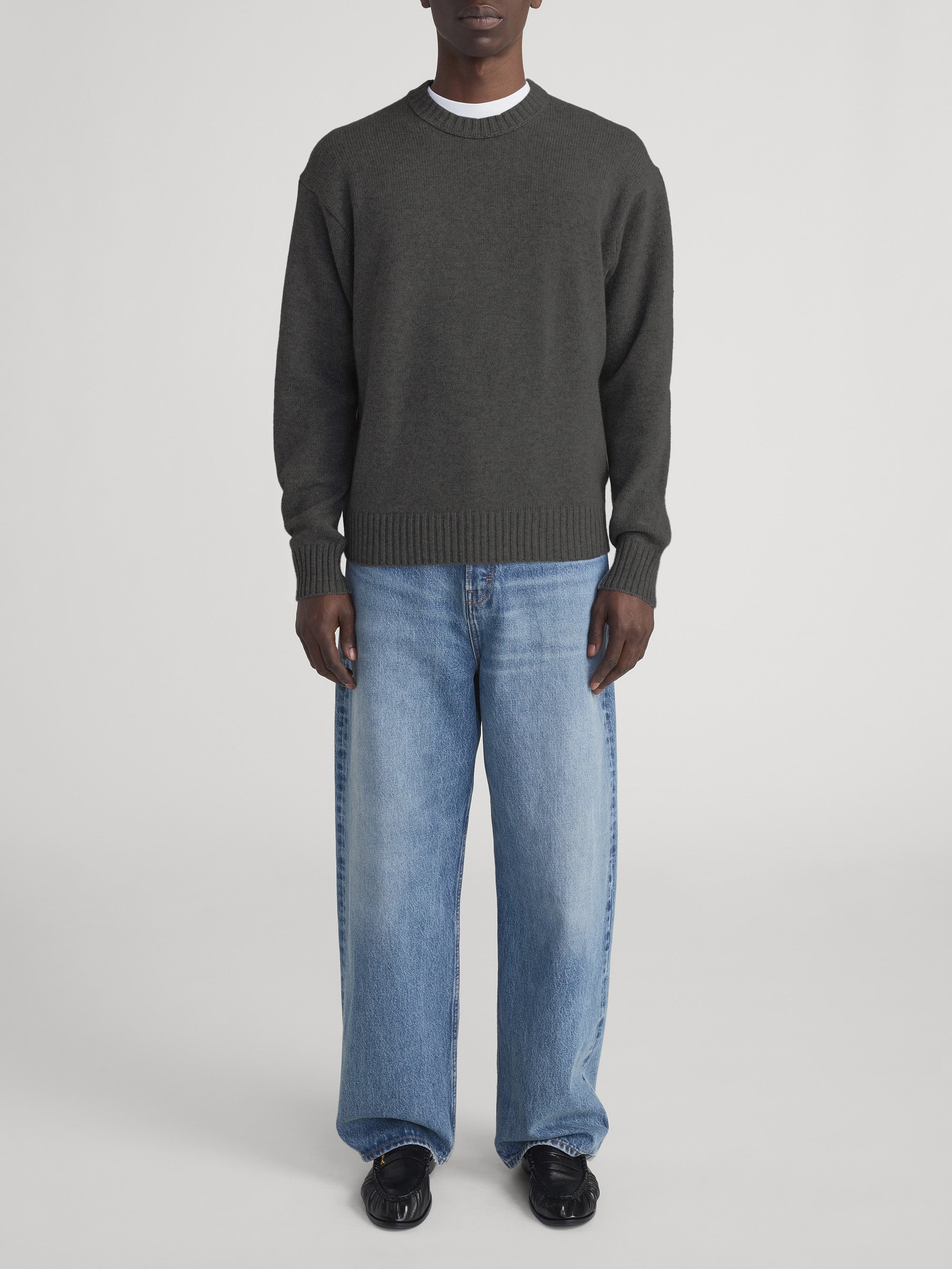 Cashmere Crewneck Sweater -- Dark Grey Melange