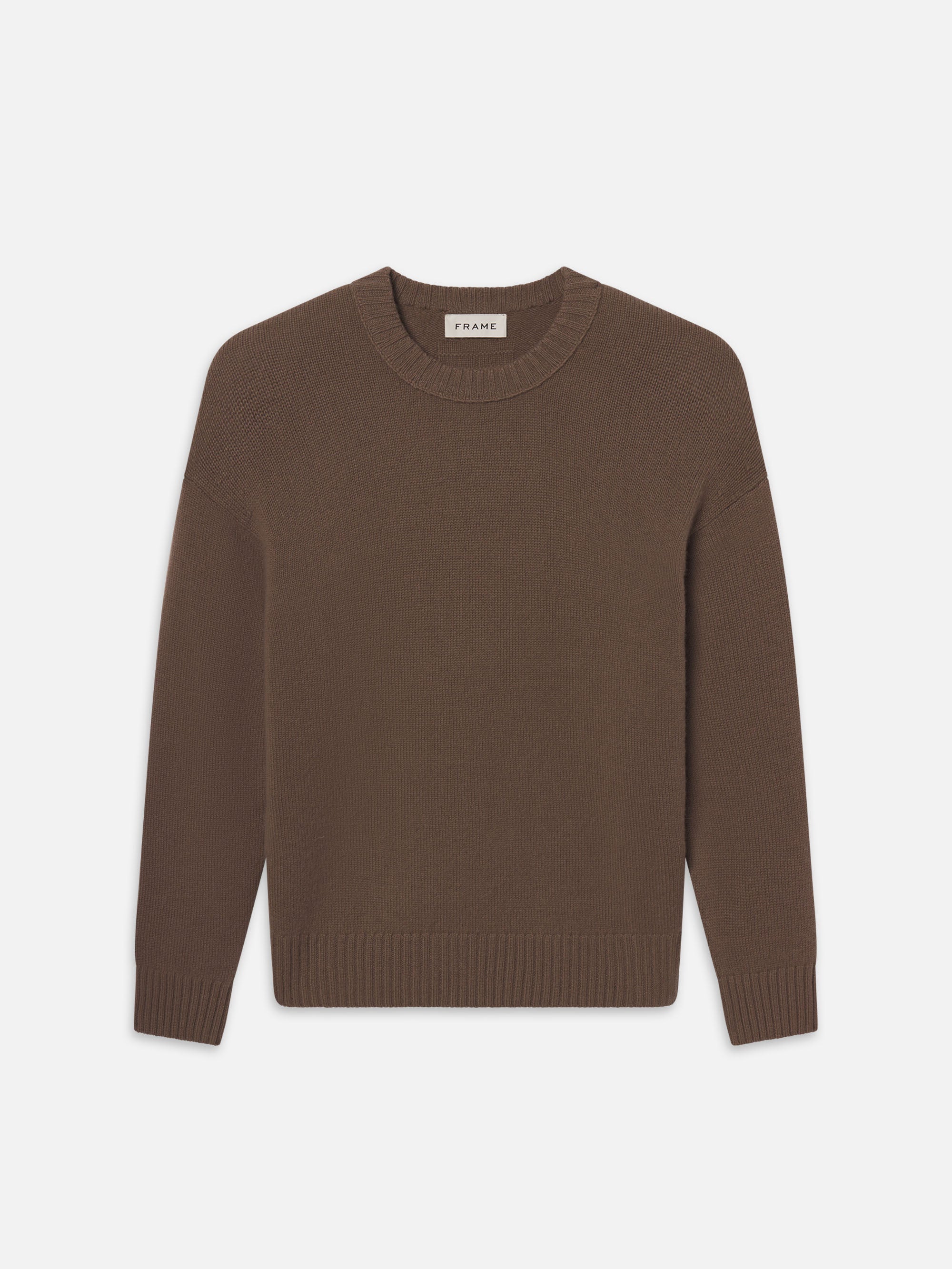 CASHMERE CREWNECK SWEATER DARK CAMEL