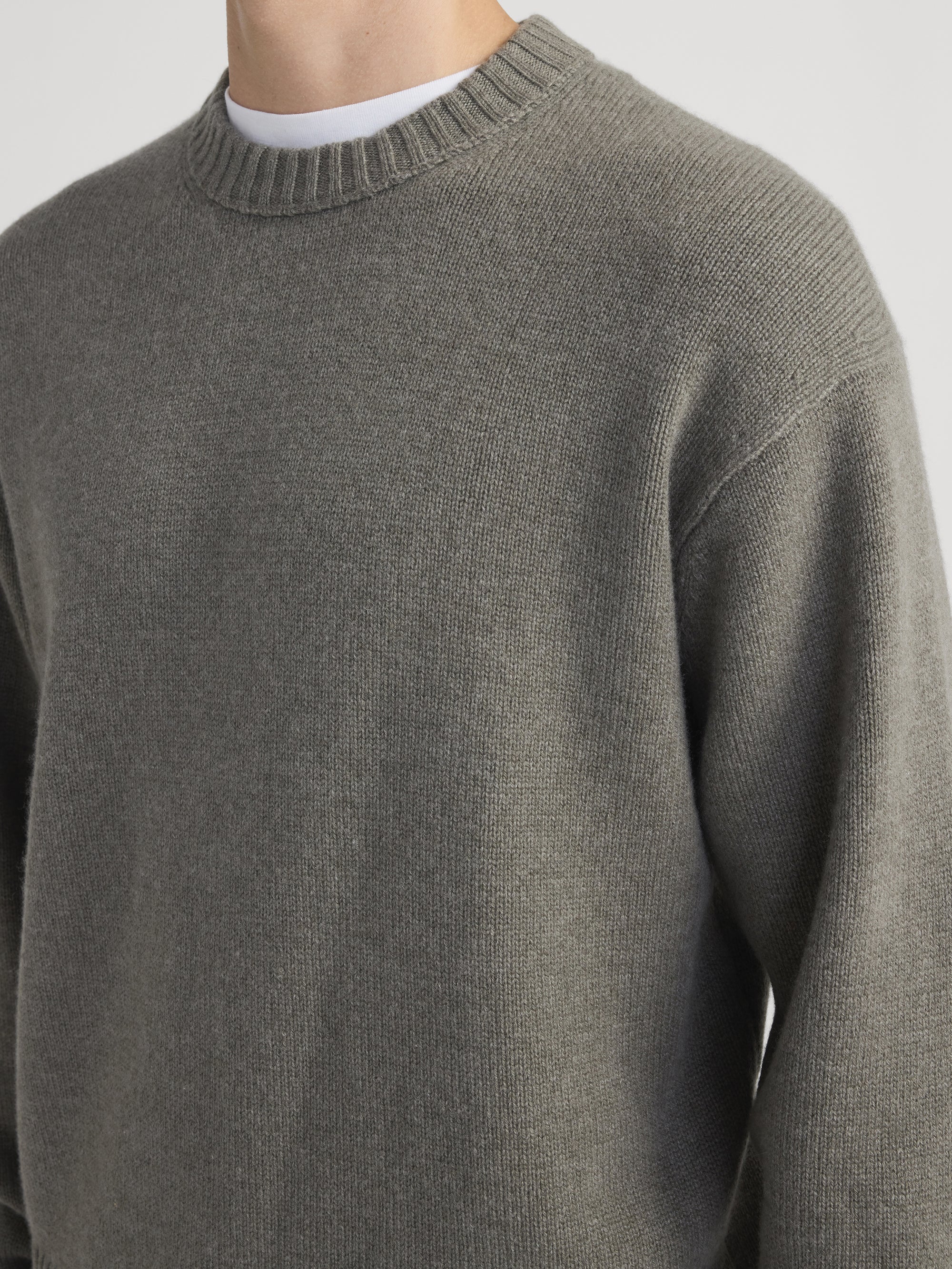 Cashmere Crewneck Sweater -- Smoky Green